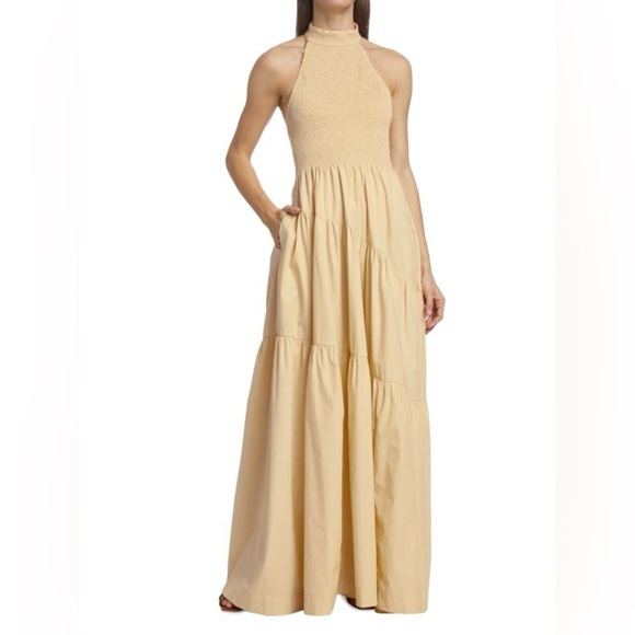 S/W/F Shirred Halterneck Maxi Dress in Yellow - Picture 3 of 9
